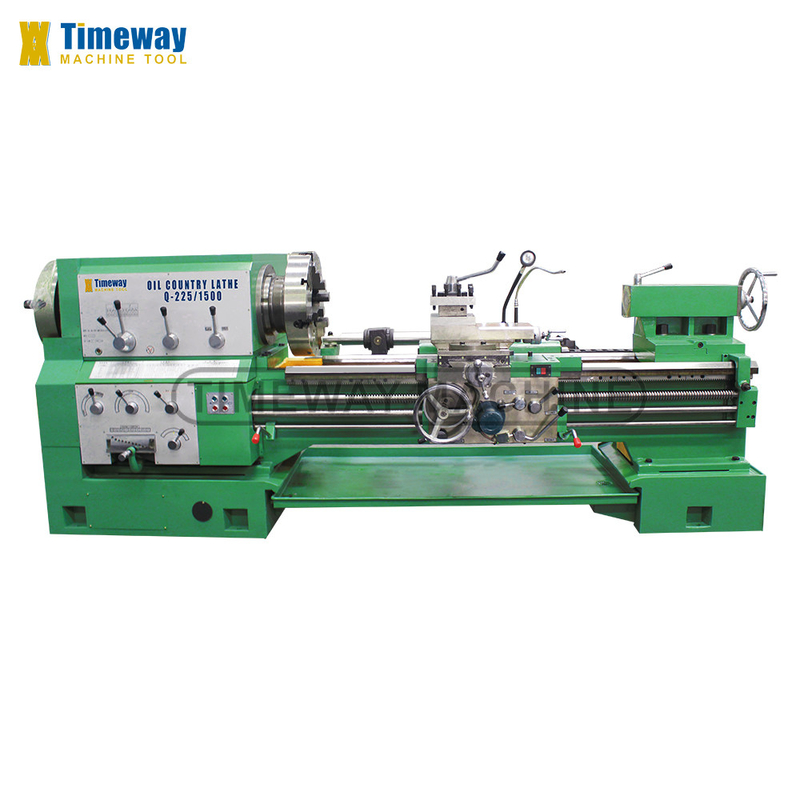 220 mm Bed Breedte Olie Land Big Bore draaibank voor metaal Q-225 Pipe Thread Horizontale draaibank
