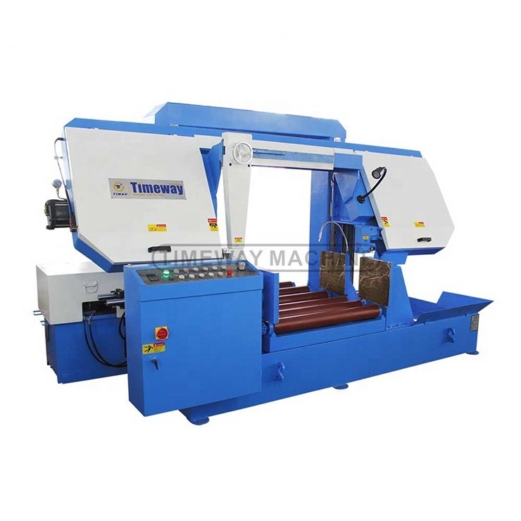 0.75kw hydraulische motor semi-automatische dubbele kolom bandzaagmachine voor precisie snijden